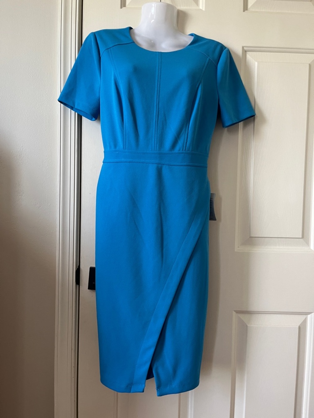 ✨NEW✨ Maggy London • Faux Wrap Sheath Midi Short-Sleeve Teal Dress • Size 2